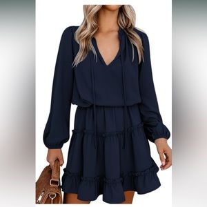 Never Worn Navy V Neck Dress